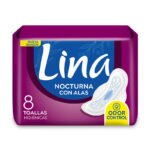 TOALLAS LINA NOCTURNA CON ALAS X 8 UNIDADES