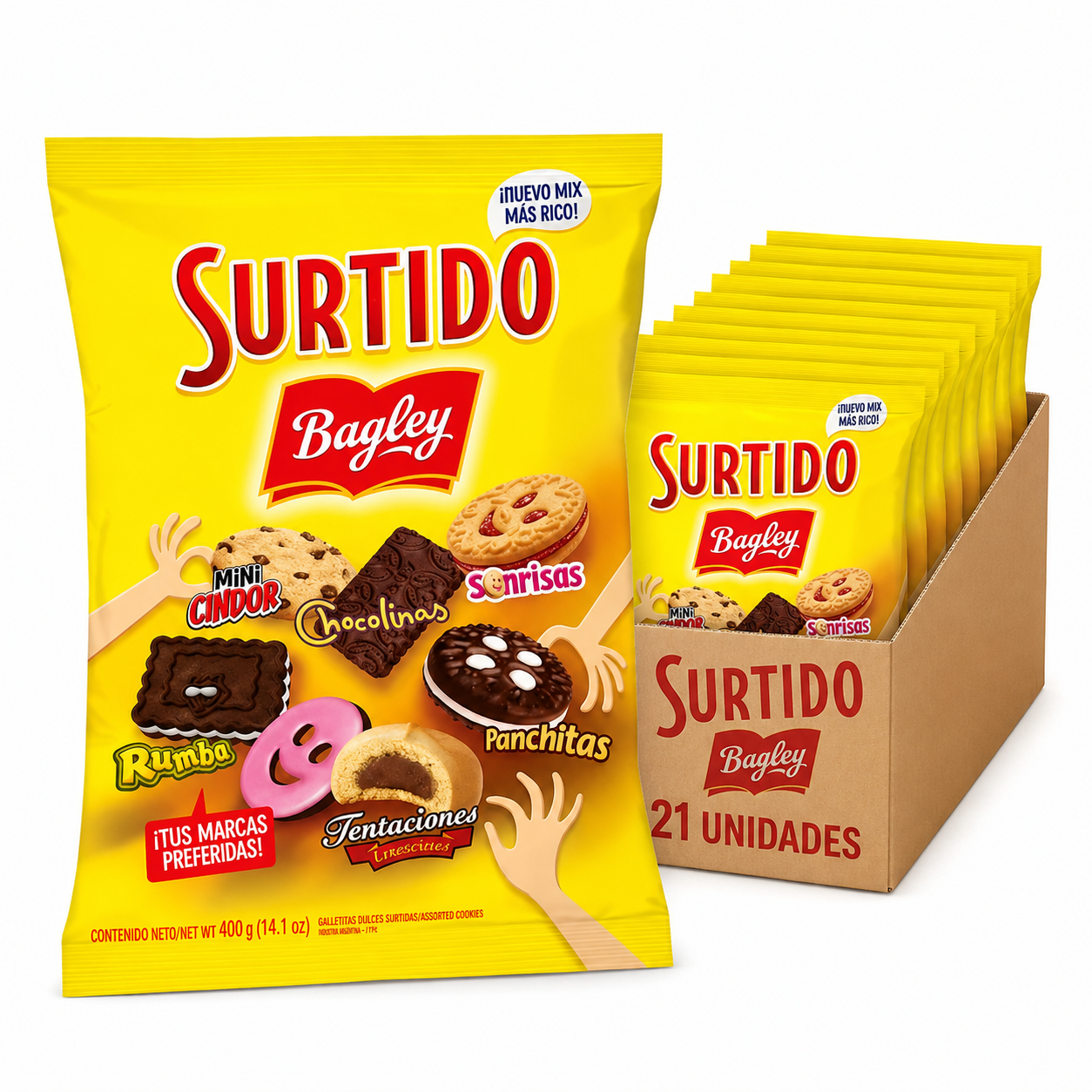 GALLETITA SURTIDO BAGLEY 400 GR X CAJA - 21U