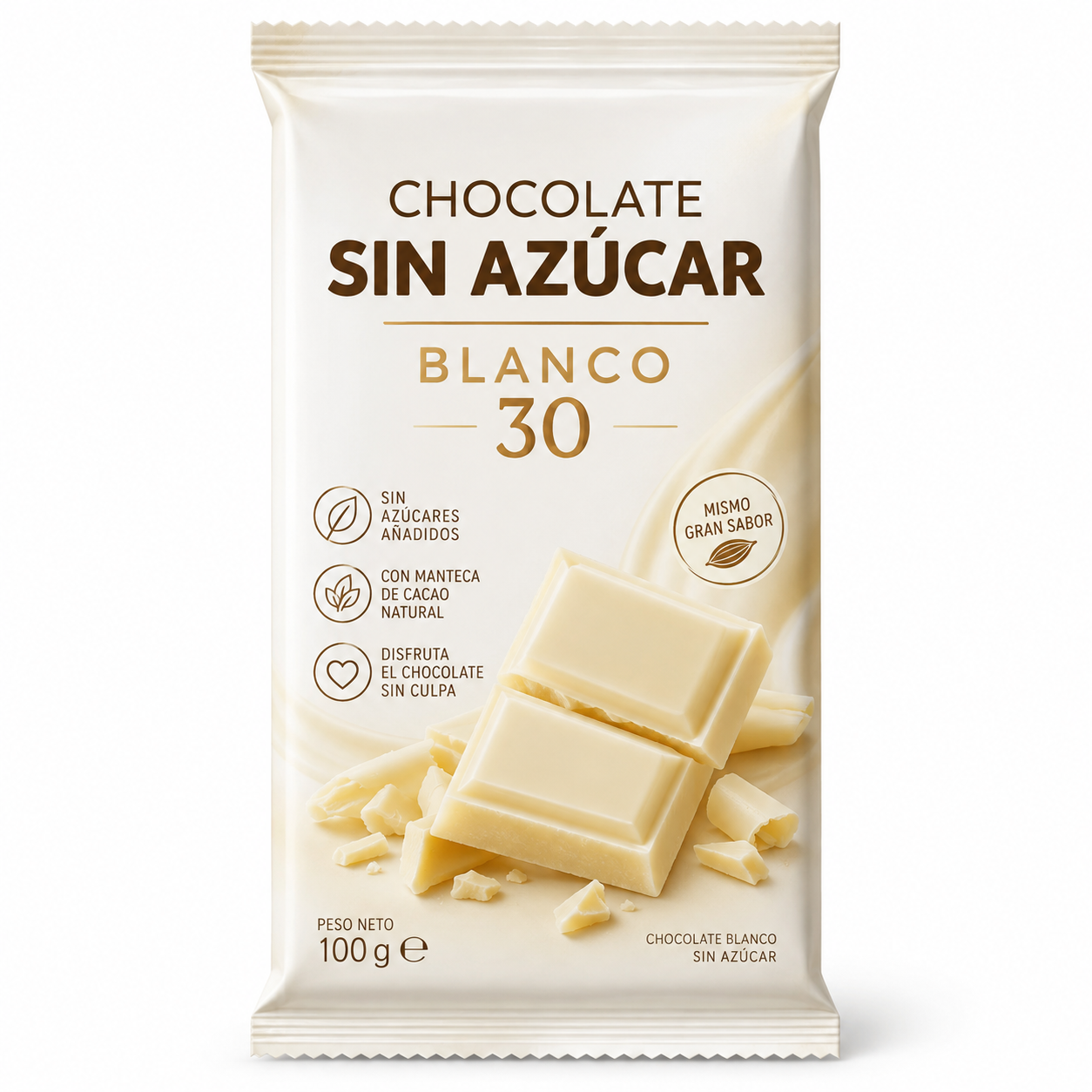 CHOCOLATE SIN AZUCAR BLANCO30