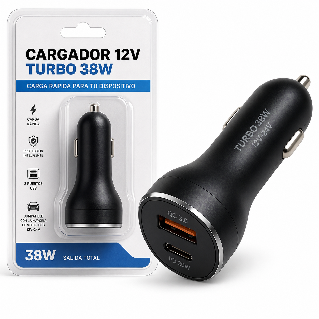 CARGARDOR 12V TURBO 38W