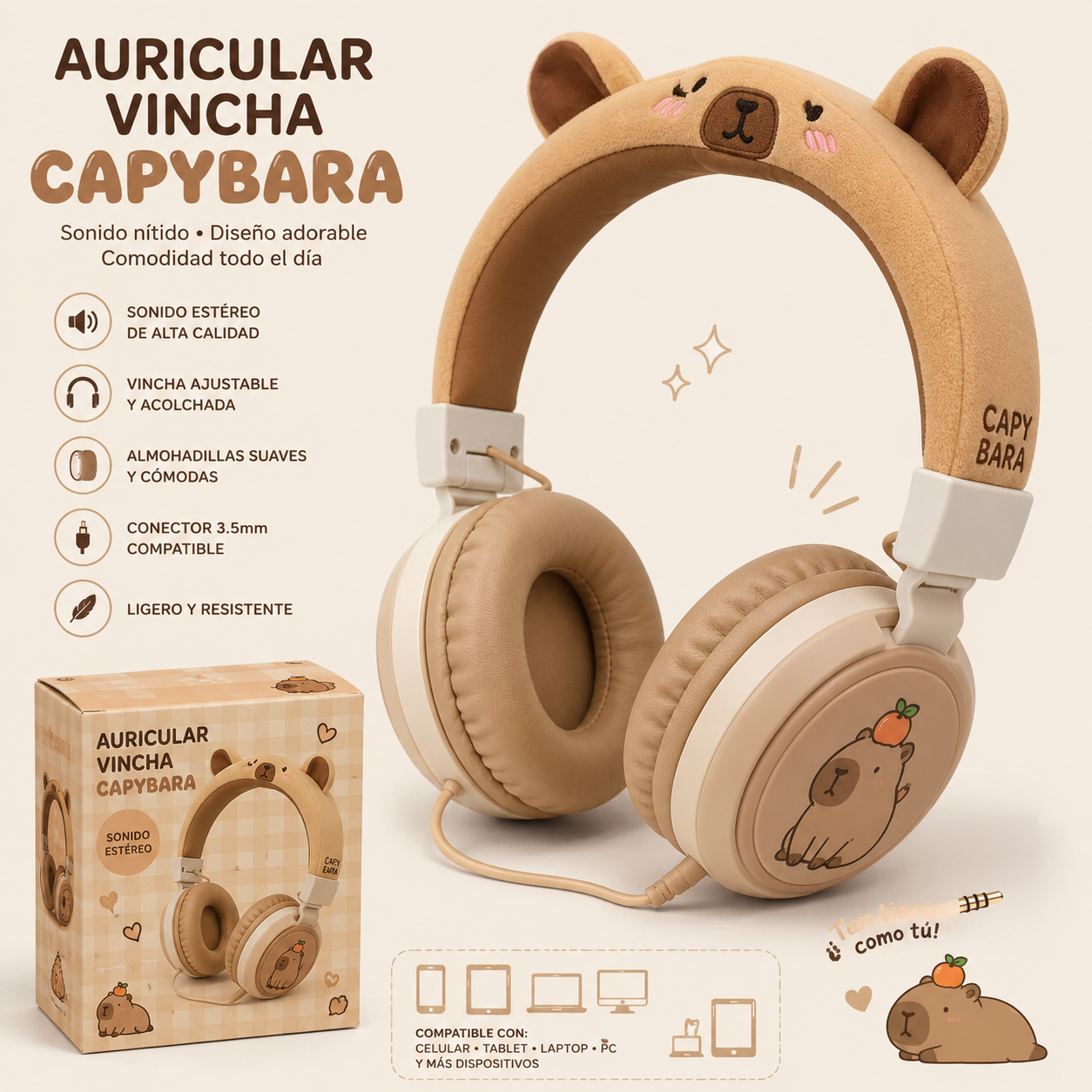 AURICULAR VINCHA CAPYBARA
