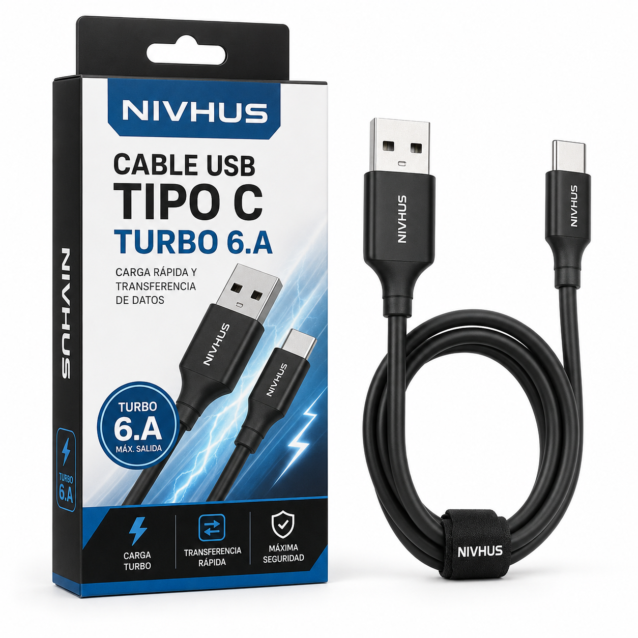 CABLE USB TIPO C TURBO 6.A - NIVHUS