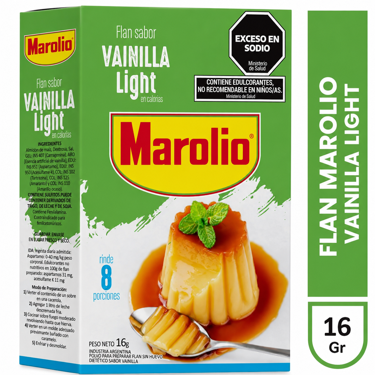 FLAN MAROLIO VAINILLA LIGHT X 16 GR
