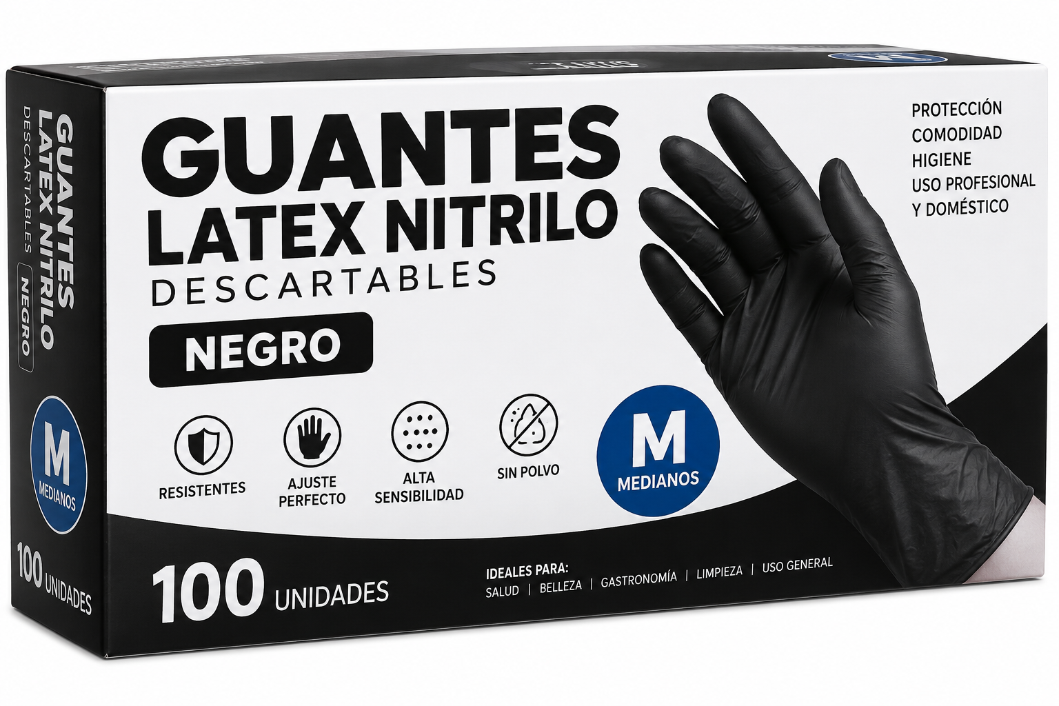 GUANTES LATEX NITRILO MEDIANOS- NEGRO